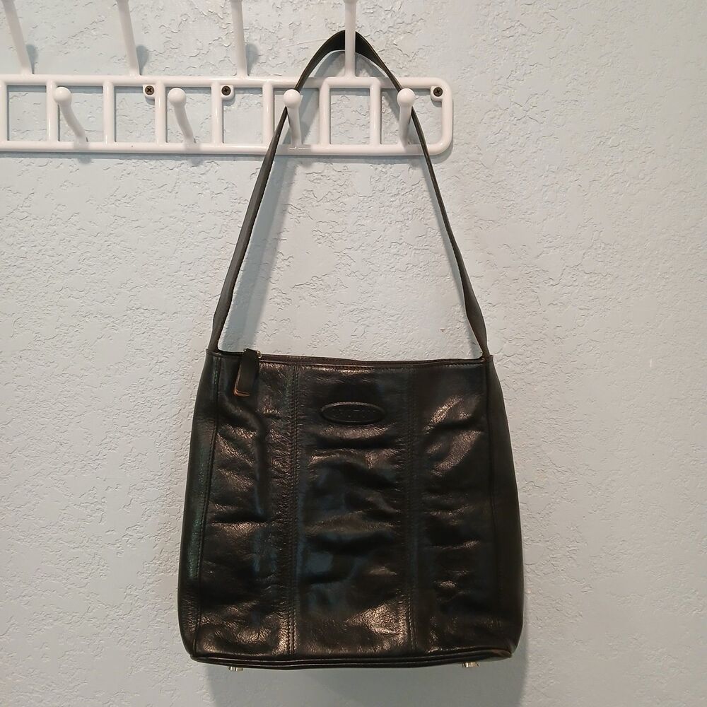 Oroton Black Leather Shoulder Bag Classic